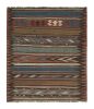 Vintage Bidjar Persian Kilim with Stripes & Geometric | Area Rug in Rugs by Rug and Kilim