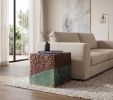 Ming Aesthetics Side Table in Solid Wood and Natural Marble | Tables by Dynasty Artisan. Item composed of wood & marble compatible with minimalism and contemporary style