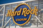 Hard Rock Stadium Pedestrian Bridge | Signage by Jones Sign Company. Item made of metal