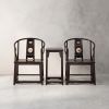 Imperial Black-Gold Ming Style Horseshoe Taishi Chair Set | Armchair in Chairs by Dynasty Artisan. Item made of wood works with contemporary & eclectic & maximalism style