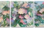 Hydrangea Triptych | Oil And Acrylic Painting in Paintings by Christiane Papé. Item composed of canvas & synthetic