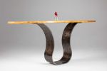 Tina Console Table Antiqued | Live Edge Slab & Steel Table | Tables by Recovery Furniture by Carlo Stenta. Item made of wood & steel compatible with contemporary and industrial style