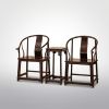 Minimalist Ming Style Imperial Horseshoe Armchair Trio Set | Chairs by Dynasty Artisan. Item composed of wood in minimalism or contemporary style