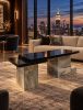 Offset Black Porcelain & Rhino Quartzite Coffee Table | Tables by Wasel Collection By Obsidian. Item composed of stone in contemporary or modern style