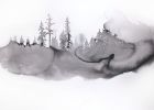 Fog No. 5 : Original Ink Painting | Drawings by Elizabeth Becker. Item made of paper compatible with minimalism and contemporary style