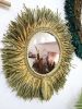 Raffia Mirror, Single Round Raffia Mirror, Boho Mirror | Decorative Objects by Magdyss Home Decor. Item composed of bamboo & cotton compatible with boho and contemporary style