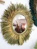 Raffia Mirror, Single Round Raffia Mirror, Boho Mirror | Decorative Objects by Magdyss Boutique. Item composed of cotton & fiber compatible with boho and contemporary style