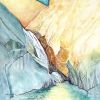 Palm Springs Desert Waterfall | Mixed Media in Paintings by Catherine Twomey | Woolworth Walk in Asheville