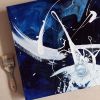 Mysterious Maserati - abstract car in blues and white | Oil And Acrylic Painting in Paintings by Lynette Melnyk. Item composed of canvas