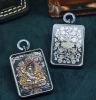 Meteorite Acalanatha Gold Inlay Thangka Art Amulet | Ornament in Decorative Objects by Dynasty Artisan. Item made of metal & glass compatible with contemporary and eclectic & maximalism style