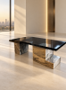 Offset Black Porcelain & Rhino Quartzite Coffee Table | Tables by Wasel Collection By Obsidian. Item composed of stone in contemporary or modern style