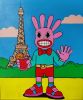 Mr. Fivebunny in Simulacrland: Paris | Oil And Acrylic Painting in Paintings by Berezart. Item made of canvas works with contemporary & urban style