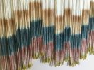 STEPS GOLD Peach Pink Textile Wall Hanging, Custom Fiber Art | Macrame Wall Hanging in Wall Hangings by Wallflowers Hanging Art. Item made of oak wood & fabric compatible with boho and mid century modern style