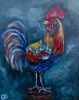 Original Rooster Painting | Decorative Objects by Emily Newman Fine Art. Item made of canvas works with country & farmhouse & eclectic & maximalism style