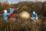 Le fruit maudit | Public Sculptures by COOKE-SASSEVILLE | O'Neill House in Québec. Item made of wood with metal