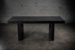 Banham Black Brutalist Oak Dining Table | Tables by Aeterna Furniture. Item composed of oak wood