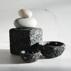 Medium Treasure Bowl in Black Concrete with Silver Rivets | Decorative Bowl in Decorative Objects by Carolyn Powers Designs. Item composed of brass & concrete compatible with minimalism and contemporary style