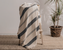 Bold and Thin Striped Cotton Throw Blanket & Bed Spread | Linens & Bedding by Lumina Design. Item composed of cotton in boho or mid century modern style