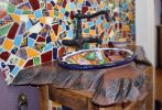 Rustic bathroom vanity | Mosaic in Art & Wall Decor by Abodeacious. Item made of wood with ceramic
