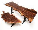 Live Edge Dining Table & Bench, Black Cherry Wood | Tables by Lumberlust Designs. Item composed of wood & steel