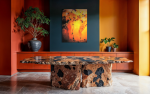 Fire Stone - Limited Edition Abstract Giclée Canvas Art | Prints in Paintings by ZYŪMIN. Item composed of wood & canvas compatible with boho and mid century modern style