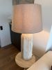 Hand-Carved Travertine Table Lamp | Lamps by AEGEAN MARBLE ARTISAN ATELIER. Item made of marble works with minimalism & contemporary style
