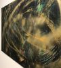 Gold and Black Accent Wall Art | Mixed Media by NAMYOONSOOART. Item made of canvas with synthetic
