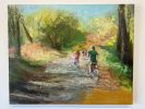 Autumn Bike Ride | Oil And Acrylic Painting in Paintings by Julia Lawing Fine Art. Item made of wood with canvas