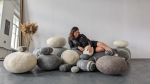 Set of felted wool stones "NOW" | Benches & Ottomans by KATSU. Item made of cotton