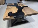 Dark Walnut Black Epoxy Coffee Table, Live Edge Epoxy Resin | Dining Table in Tables by LuxuryEpoxyFurniture. Item made of wood & synthetic