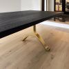 Carbon Black Brass Wishbone Table | Dining Table in Tables by YJ Interiors. Item made of wood with brass works with contemporary & eclectic & maximalism style