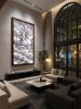 Large Winter Snow Landscape Shanshui Art on Silk/Xuan | Oil And Acrylic Painting in Paintings by Dynasty Artisan. Item made of wood & fabric compatible with contemporary and eclectic & maximalism style