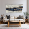 Woven Tapestry “Flow Between Stones” | Wall Hangings by KnitushkiStore. Item made of wood & cotton compatible with boho and country & farmhouse style