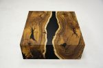 Matte Black Waterfall Epoxy Resin Custom Wood Coffee Table | Tables by Tinella Collection. Item composed of walnut and synthetic in minimalism or contemporary style