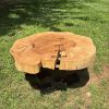 Live Edge Sugar Maple Coffee Table on steel base | Tables by Basemeant WRX. Item made of maple wood with steel