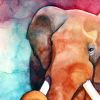 Bull Elephant Walk | Mixed Media in Paintings by Catherine Twomey | DOG & PONY SHOW in Asheville. Item composed of birch wood and canvas in contemporary or modern style