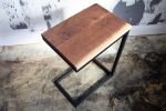 Live-edge walnut C-table | End Table in Tables by Hazel Oak Farms. Item made of walnut with steel works with minimalism & mid century modern style
