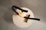 Bent Table Lamp in Ebonized Oak with Walnut Base | Lamps by Geoff McKonly Furniture. Item made of oak wood works with mid century modern & japandi style