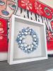 White and blue wall/bookshelf sculpture, framed | Mixed Media by Natasha Kanevski. Item compatible with minimalism and contemporary style