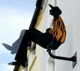 BLACK AND AMBER WATCHER | Public Sculptures by jim collins sculpture. Item composed of steel