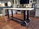 Rolling Concrete & Steel Bar Table | Cocktail Table in Tables by Alicia Dietz Studios. Item made of walnut with steel