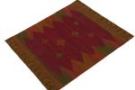 1980s Vintage Sofreh Kilim rug in Maroon, Green and Orange | Area Rug in Rugs by Rug and Kilim