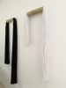 White tassels / Bamboo Collection | Wall Sculpture in Wall Hangings by Olivia Fiber Art. Item made of bamboo with wool works with minimalism & mid century modern style