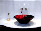 "Eagle Nebula" ~ Hand Blown Glass Vessel Sink | Water Fixtures by White Elk's Visions in Glass - Glass Artisan, Marty White Elk Holmes & COO, Jo Pierce