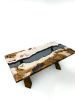 Glass River Dining Room Table - Custom Natural Wood Table | Dining Table in Tables by Tinella Collection. Item made of wood with glass works with contemporary & art deco style
