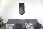 Black Macrame Wall Hanging | Wall Hangings by Q Wollock. Item made of cotton & fiber