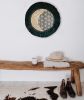 Flower of life Wall Decor - Black with Gold-leaf moon | Wall Sculpture in Wall Hangings by Gse León Art | León Dragón in Incline Village. Item composed of maple wood and cotton
