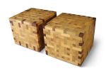 Cube-Shaped Table with Combination Species of Wood, Marco | Side Table in Tables by Costantini Design. Item made of wood