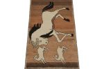 1950s Vintage Persian Tribal Rug in Brown with Horse | Area Rug in Rugs by Rug and Kilim