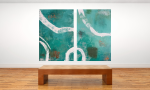 'Serenity I & II' | Paintings by Christina Twomey Art + Design. Item composed of canvas compatible with minimalism and contemporary style